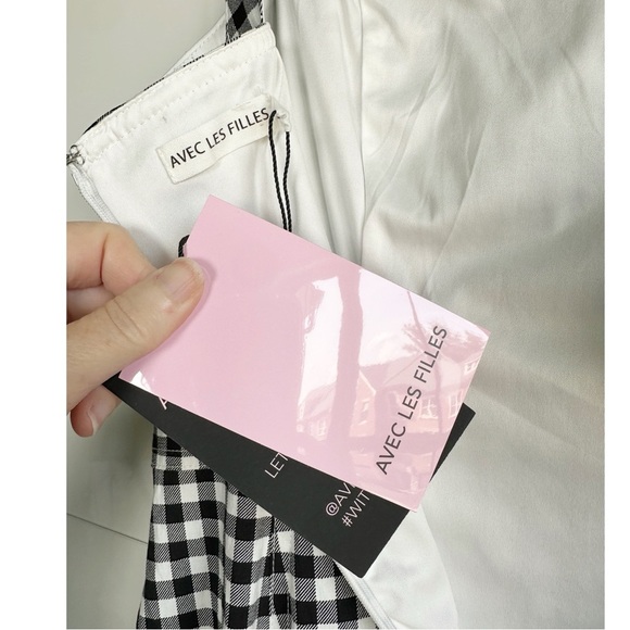 Avec Les Filles Black and White Gingham Midi Dress Size 10 Vintage Inspo Retro - Picture 9 of 11
